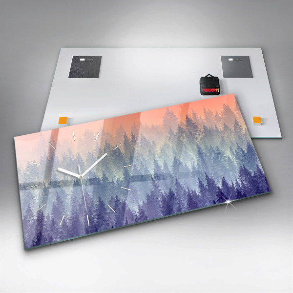 Horizontálne hodiny Les v hmle