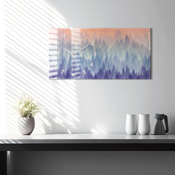 Horizontálne hodiny Les v hmle