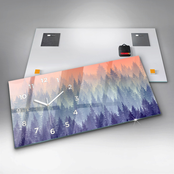Horizontálne hodiny Les v hmle