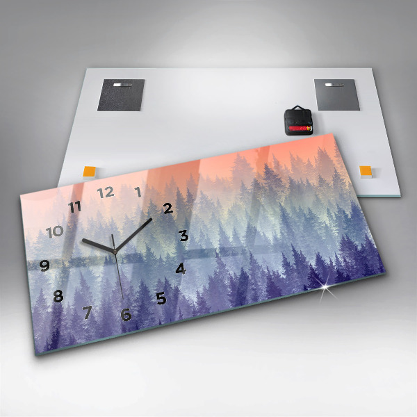 Horizontálne hodiny Les v hmle