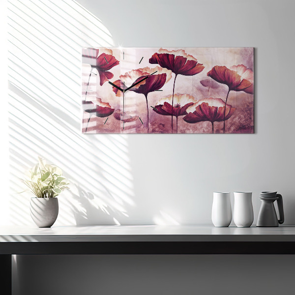 Horizontálne hodiny Kvety Kvitnúce maky