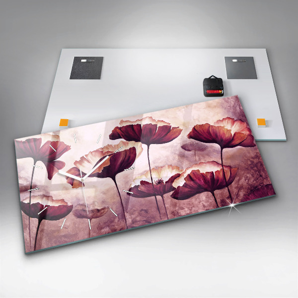 Horizontálne hodiny Kvety Kvitnúce maky