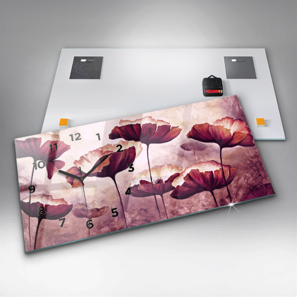 Horizontálne hodiny Kvety Kvitnúce maky