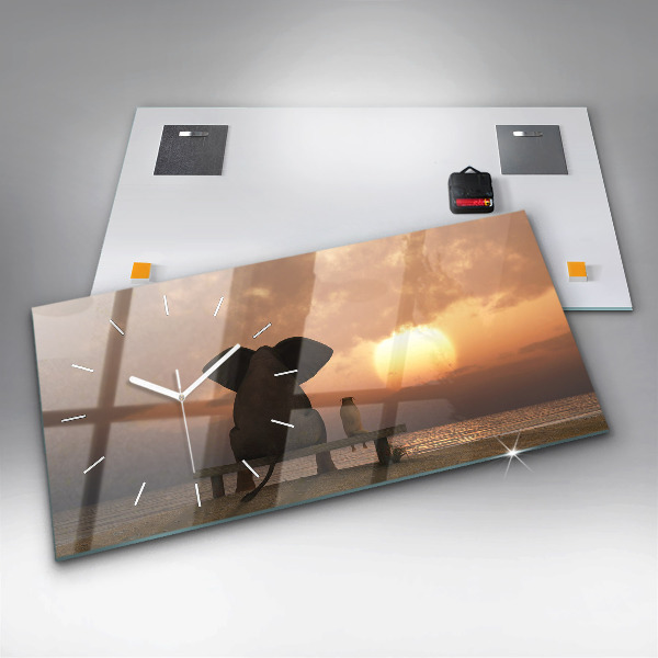 Horizontálne hodiny Zvieratá Západ slnka