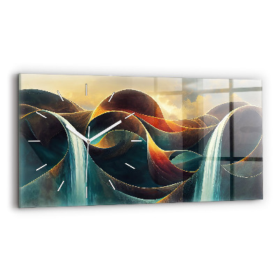 Horizontálne hodiny Tečúce pozadie vodopádu