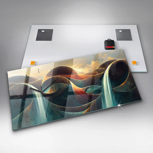 Horizontálne hodiny Tečúce pozadie vodopádu