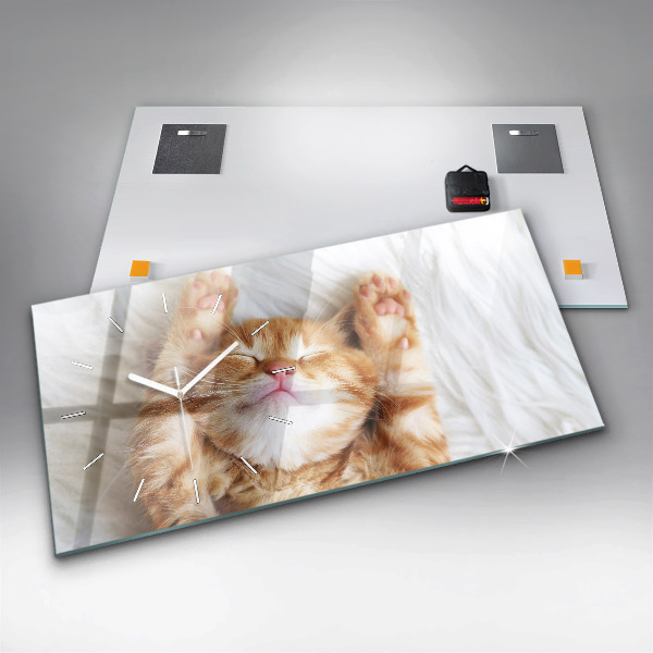 Horizontálne hodiny Malé spiace mačiatko