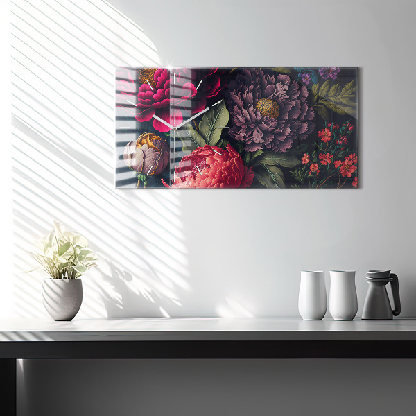 Horizontálne hodiny Vintage kytica kvetov