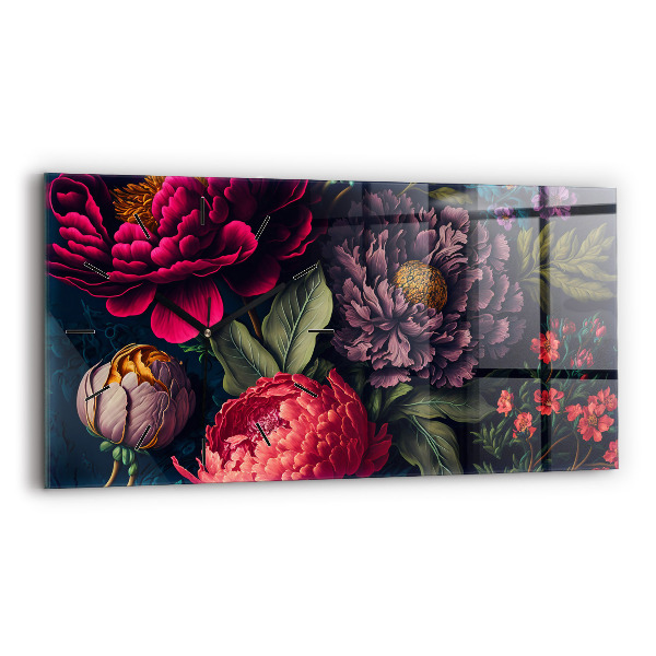 Horizontálne hodiny Vintage kytica kvetov