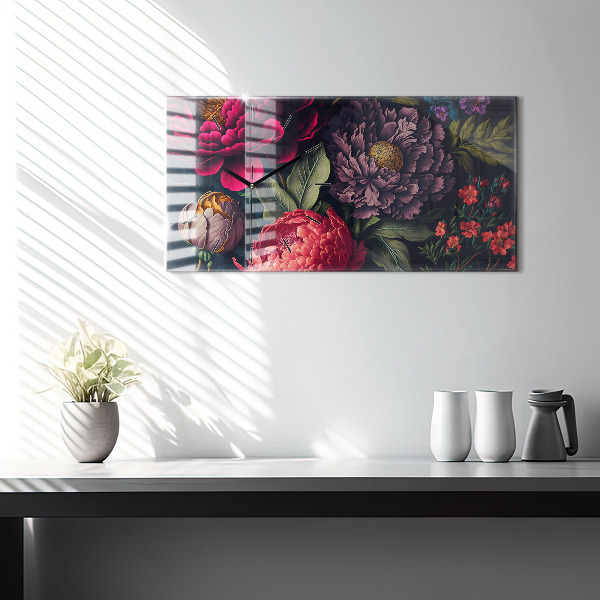 Horizontálne hodiny Vintage kytica kvetov