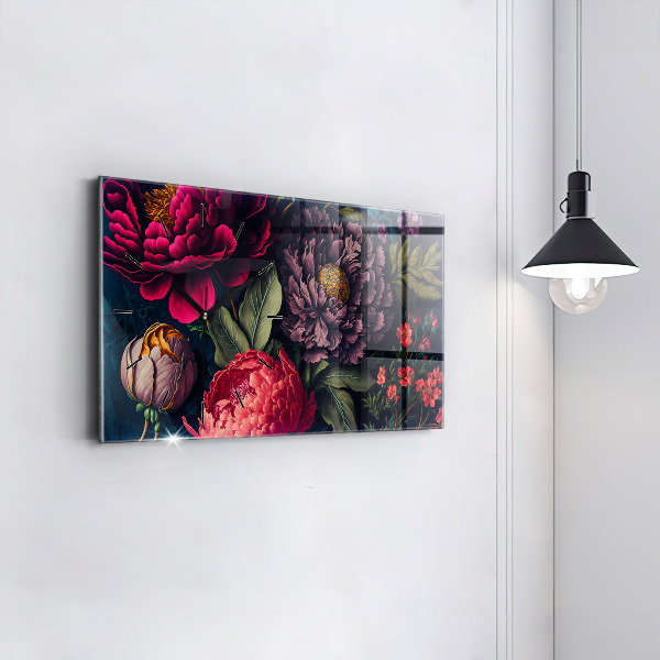 Horizontálne hodiny Vintage kytica kvetov