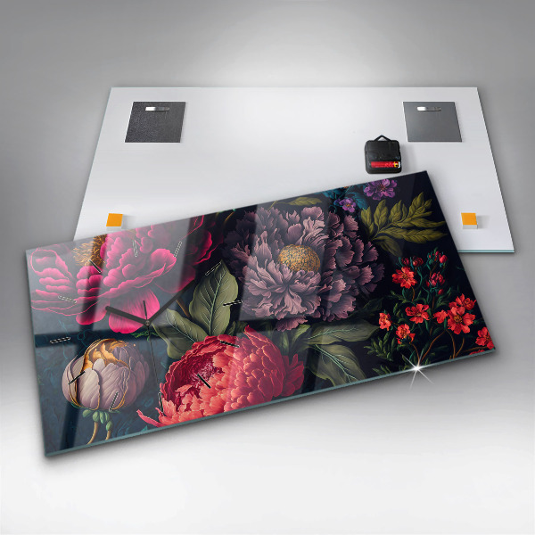 Horizontálne hodiny Vintage kytica kvetov