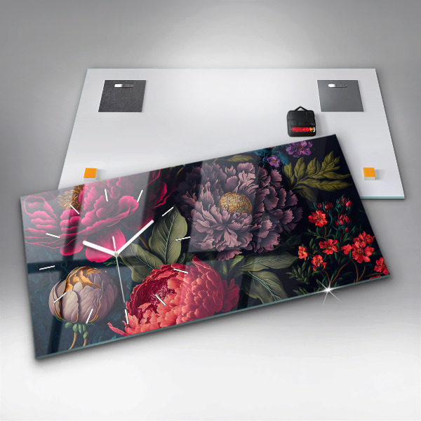 Horizontálne hodiny Vintage kytica kvetov