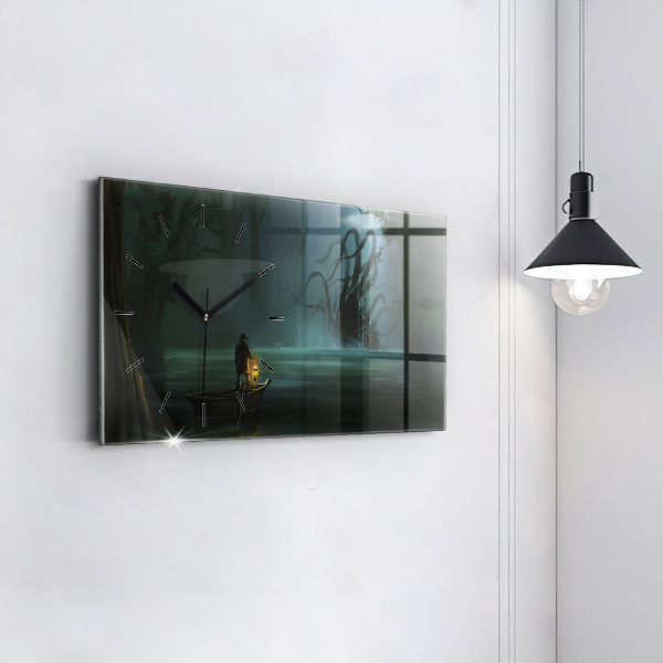 Horizontálne hodiny Muž a monštrum v močiari