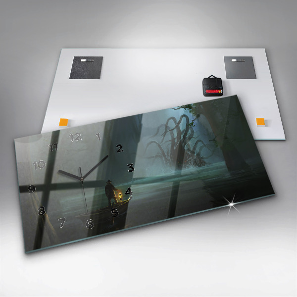 Horizontálne hodiny Muž a monštrum v močiari