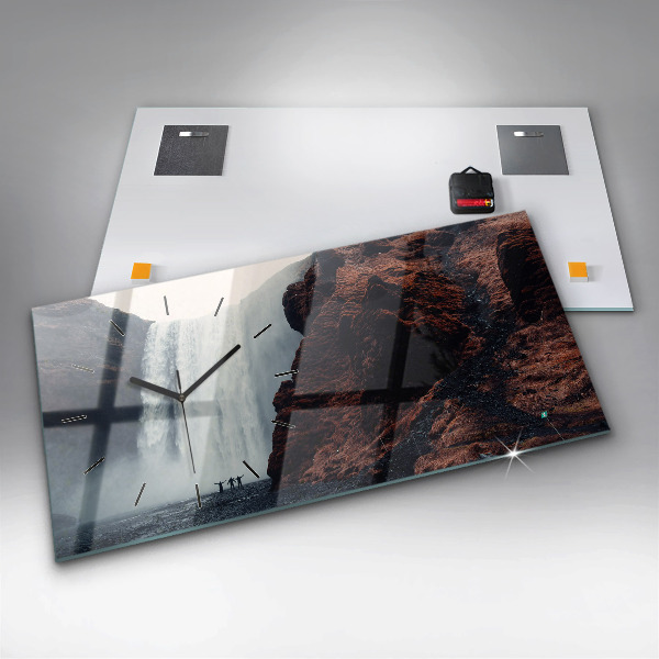 Horizontálne hodiny Vodopád Islandská krajina