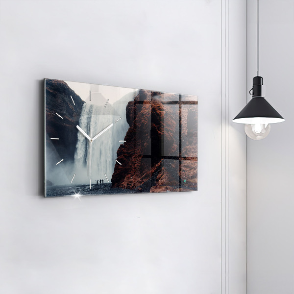 Horizontálne hodiny Vodopád Islandská krajina