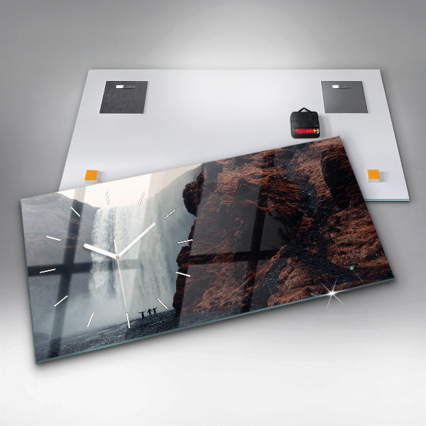 Horizontálne hodiny Vodopád Islandská krajina