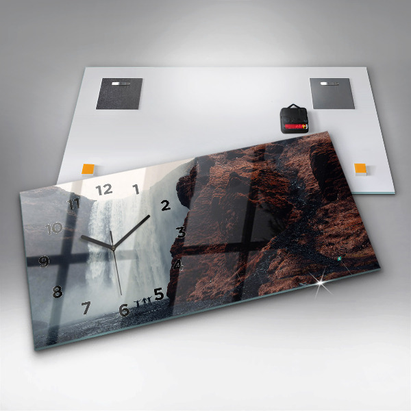 Horizontálne hodiny Vodopád Islandská krajina