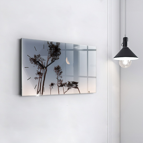 Horizontálne hodiny Polmesiac a stromy