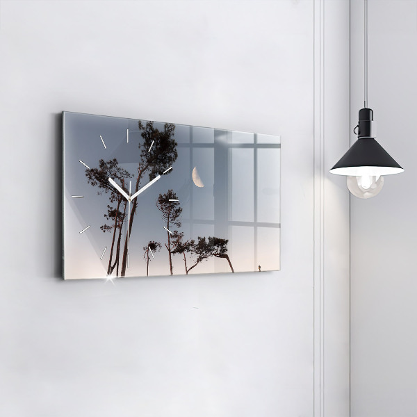 Horizontálne hodiny Polmesiac a stromy