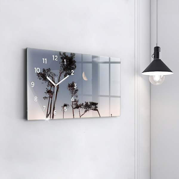 Horizontálne hodiny Polmesiac a stromy