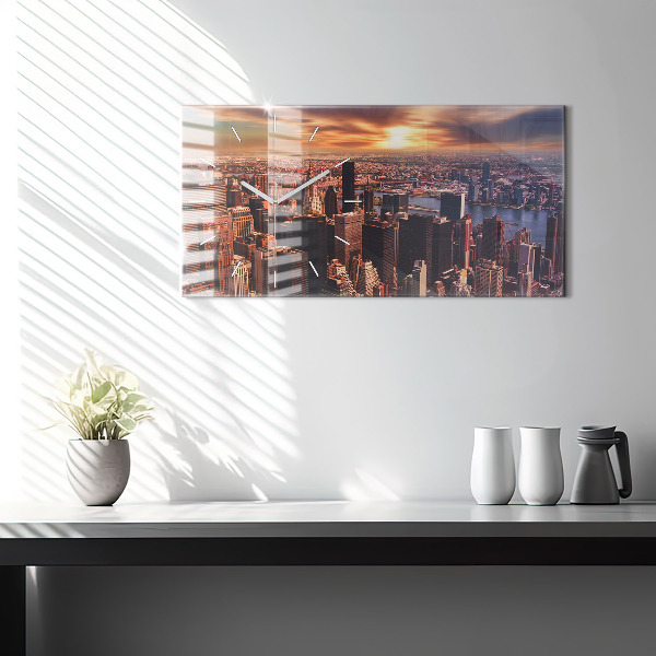 Horizontálne hodiny Panoráma mesta západu slnka