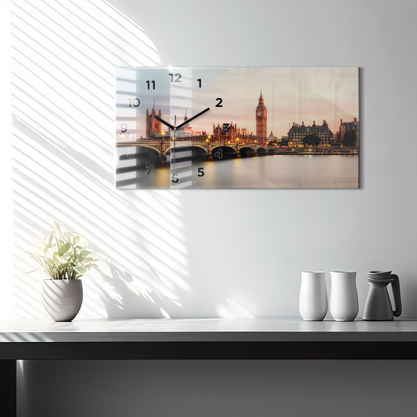 Horizontálne hodiny Panoráma Londýna Big Ben