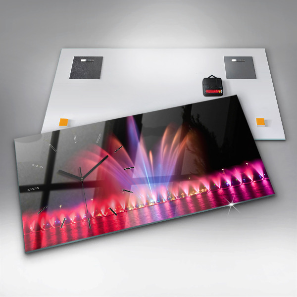 Horizontálne hodiny Vroclavská fontána v noci