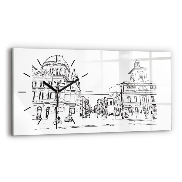 Horizontálne hodiny Ilustrácia mesta Poznaň