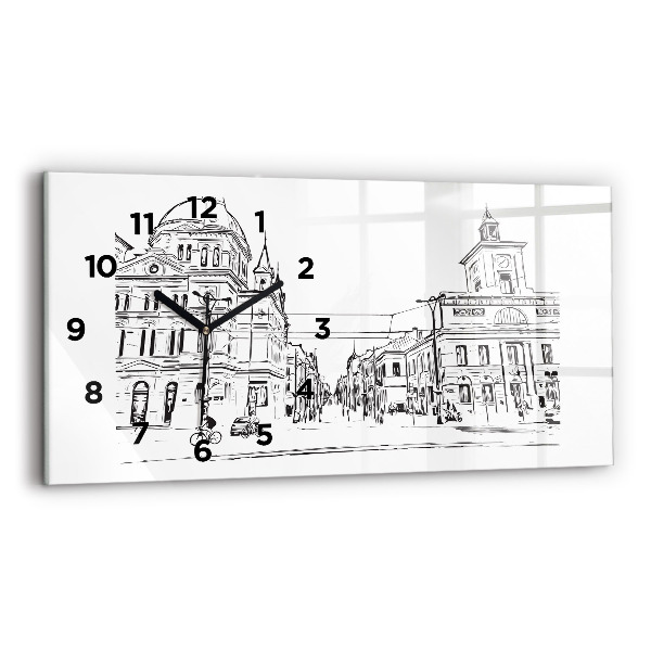 Horizontálne hodiny Ilustrácia mesta Poznaň