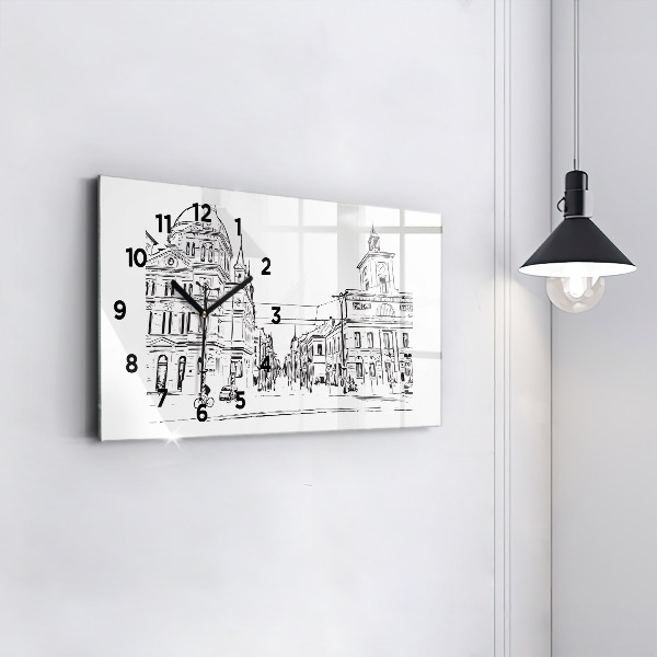 Horizontálne hodiny Ilustrácia mesta Poznaň