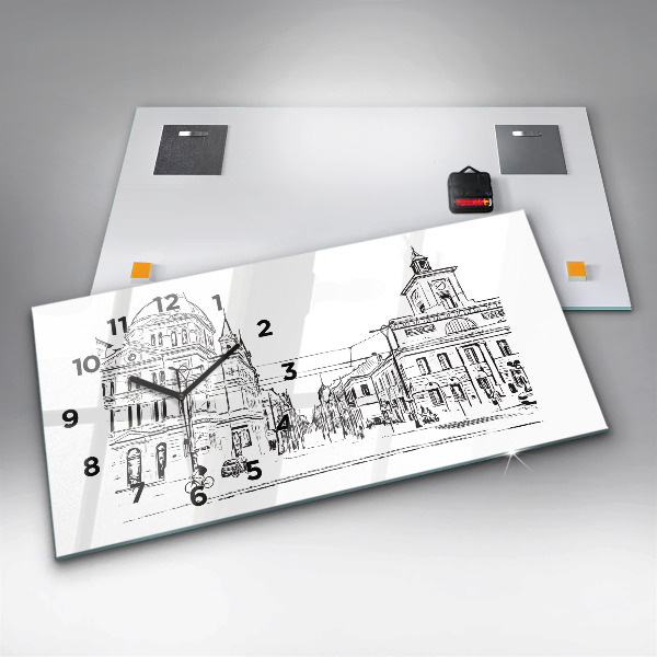 Horizontálne hodiny Ilustrácia mesta Poznaň