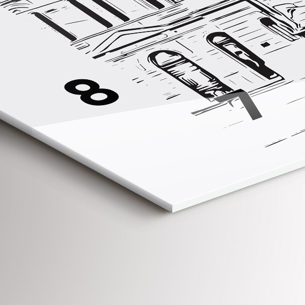Horizontálne hodiny Ilustrácia mesta Poznaň