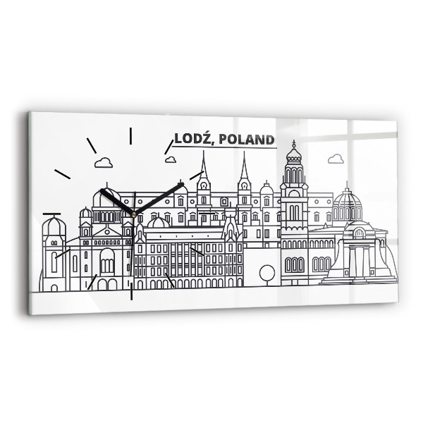 Horizontálne hodiny Panoráma architektúry Lodže