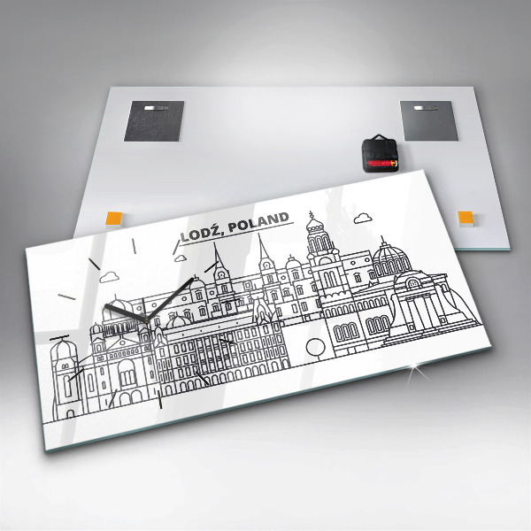 Horizontálne hodiny Panoráma architektúry Lodže