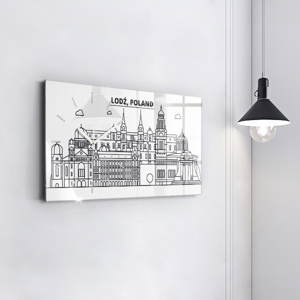 Horizontálne hodiny Panoráma architektúry Lodže