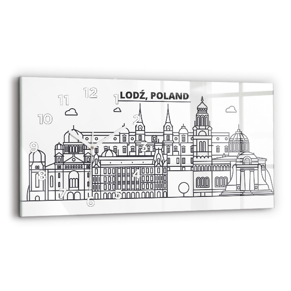 Horizontálne hodiny Panoráma architektúry Lodže