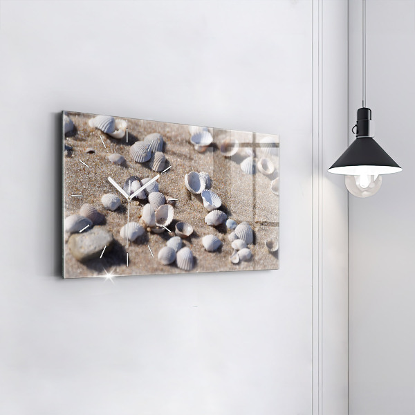 Horizontálne hodiny Mušle na pláži