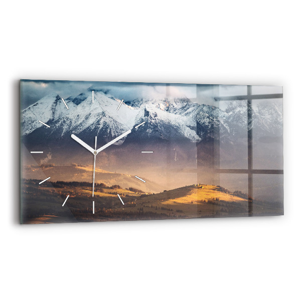 Horizontálne hodiny Tatry v zime horská panoráma