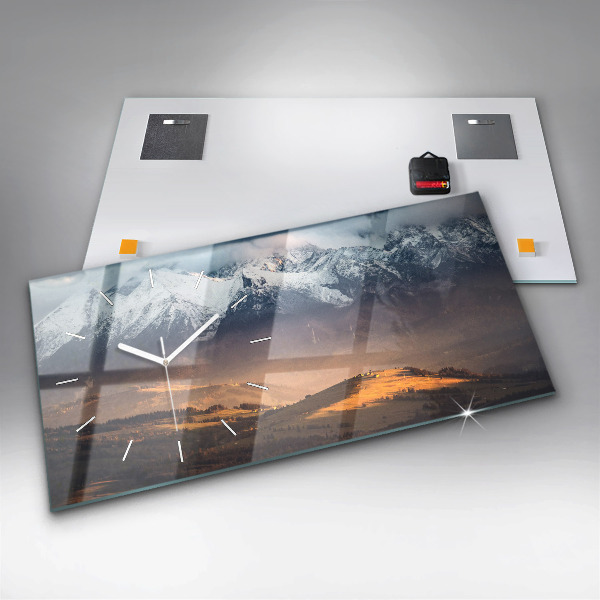 Horizontálne hodiny Tatry v zime horská panoráma