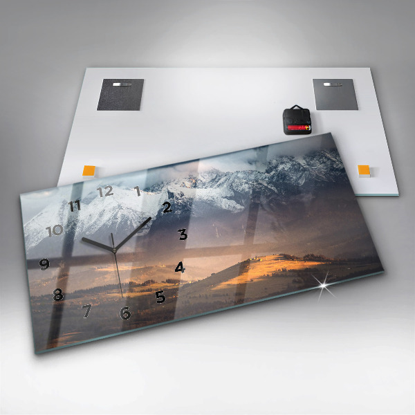 Horizontálne hodiny Tatry v zime horská panoráma