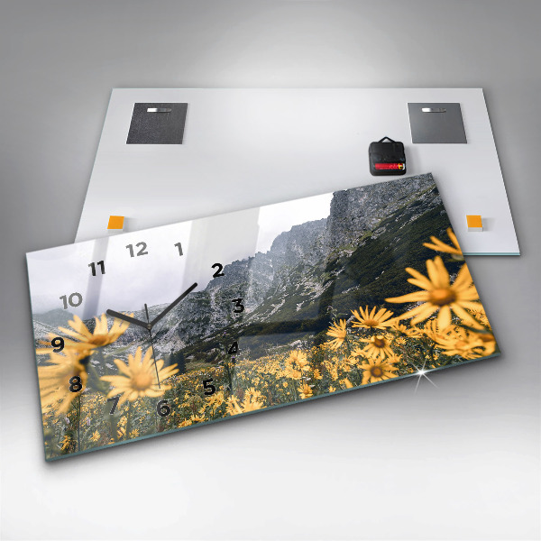 Horizontálne hodiny Lúka kvetov v horách
