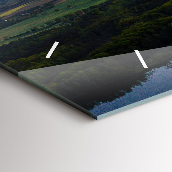 Horizontálne hodiny Letecký pohľad na jazero