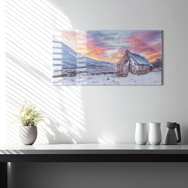 Horizontálne hodiny Chata v horskom prostredí