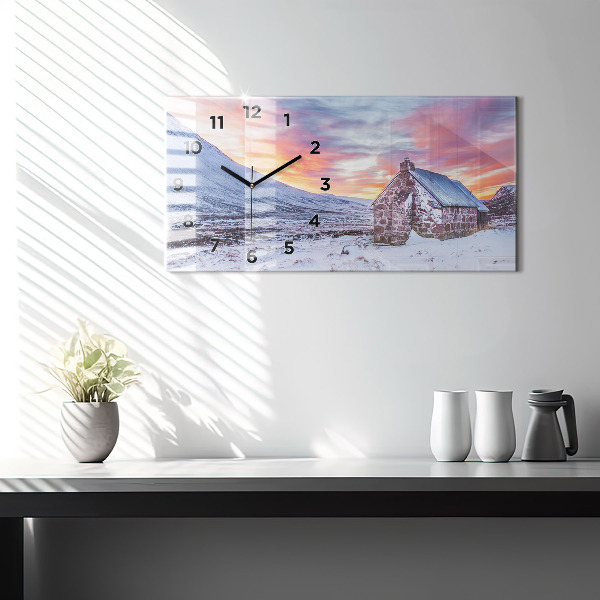 Horizontálne hodiny Chata v horskom prostredí