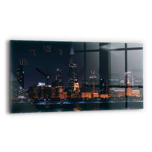 Horizontálne hodiny Panoráma mesta Chicago