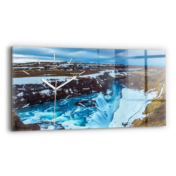 Horizontálne hodiny Vodopád Gullfoss na Islande