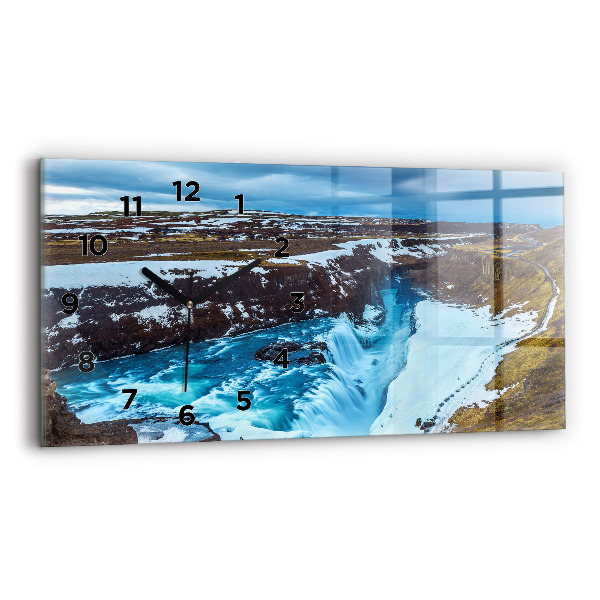 Horizontálne hodiny Vodopád Gullfoss na Islande