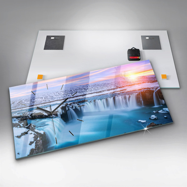 Horizontálne hodiny Vodopád Godafoss Island